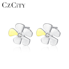 CZCITY Brush Solid 925 Sterling Silver Snowflake Stud Earrings for Women Fine Jewelry Boucle Flower D'Oreille Femme Gifts SE0383 2024 - buy cheap