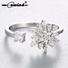 Cxwind Charm zirconia copo de nieve anillo para mujeres estilo de moda abierto fiesta de compromiso Midi nudillo dedo anillos joyería 2024 - compra barato
