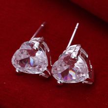 lowest price wholesale for women's silver plated earrings 925 fashion Silver jewelry heart stone stud Earrings SE087 2024 - buy cheap