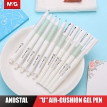 M & g único almofada de ar gel caneta 0.5mm preto azul vermelho tinta andstal recarga gelpen kawaii material escolar canetas coreanas estacionárias 2024 - compre barato