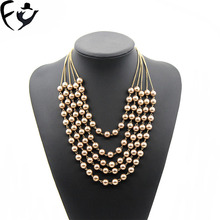 FY Classic imitation pearl multi-layer short sweater necklace 2024 - buy cheap