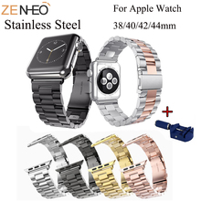 Para apple watch bands Series 1/2/3 42mm/38mm pulsera de acero inoxidable para iwatch 4 5 correa de muñeca inteligente 40mm 44mm + herramienta 2024 - compra barato