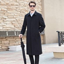 Новинка 2020, мужской шерстяной Тренч, модное мужское длинное пальто, осенне-зимнее двубортное ветрозащитное тонкое пальто, мужская одежда больших размеров 2024 - купить недорого