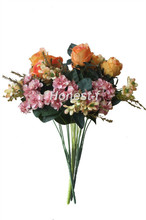 Искусственные разноцветные розы, шелковые цветы, смешанная композиция, домашний гостиничный номер, свадебное украшение (оранжевый и розовый) 2024 - купить недорого