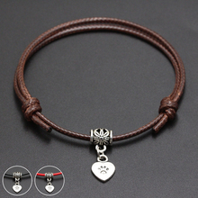 2020 New Cat Paw Heart Pendant Red Thread String Bracelet Lucky Black Coffee Handmade Rope Bracelet for Women Men Jewelry 2024 - buy cheap