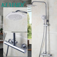 KEMAIDI Modern Bathroom Thermostatic Faucet Chrome Polished Shower Set Mixers Taps Wall Mounted Rainfall Shower Faucets 2024 - buy cheap