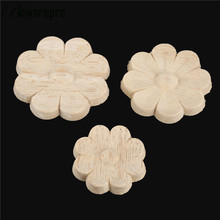 bowarepro Applique Frame Flower Carving Natural Wood Applique For Furniture Cabinet Unpainted Mouldings Decal Decorative 4/5/6CM 2024 - buy cheap