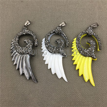 MY0476-Colgante de concha de alas de Ángel con diamantes de imitación, collar de piedra colgante de cristal para joyería artesanal 2024 - compra barato