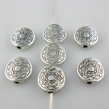 Бусины-разделители серебряные плоские, круглые, 10 мм, 36 шт. 2024 - купить недорого