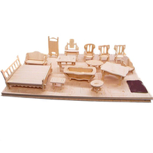 Miniatura 1:12 muebles de casa de muñecas Mini rompecabezas de madera 3D DIY modelo de construcción juguetes para niños regalo 2024 - compra barato