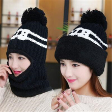 Female winter Knitting hat ear protection plus velvet thermal knitted hat Women cycling windproof Beanies neck warmer Skullies 2024 - buy cheap