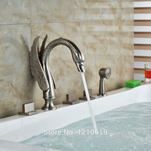 Uythner-grifo de bañera de níquel cepillado con cubierta de ducha de mano, grifería mezcladora de ducha de cisne de lujo, nuevo 2024 - compra barato