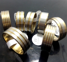 100 PCS Gold Mix Stainless Steel Rings Men's Fashion Band Rings Wholesale HOT Jewelry Lot 2024 - buy cheap
