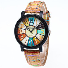 Relógio de pulso couro unissex, relógio analógico quartz vogue com estampa grafite 2024 - compre barato