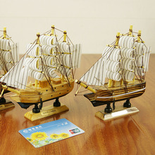 Estatueta de barco de madeira, artesanato em estilo mediterrâneo, 16cm, faça você mesmo, miniaturas, paisagem marítima para decoração de casa, acessórios e presentes 2024 - compre barato