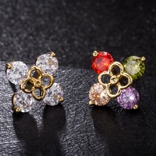 Stud Earrings for Women Female 2019 Crystal Flower Crystal Clover Earring Gold Bijoux Jewelry Brincos Mujer free shipping Ear 2024 - buy cheap