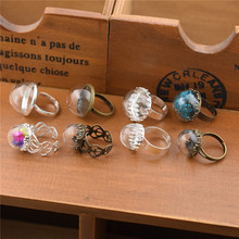 Domo de cristal hueco con anillo, conjunto de accesorios de joyería de botella de cristal amateur de 15mm y 20mm, 1 Juego 2024 - compra barato