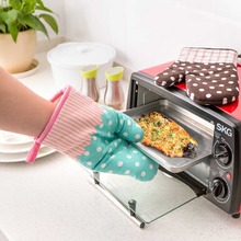 Guantes de algodón para horno, manoplas resistentes al calor para cocinar, microondas, barbacoa, Camping 2024 - compra barato