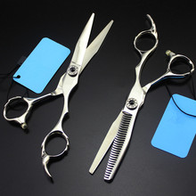 high quality professional Japan 440c steel 6 inch hair scissors hair cutting salon barber thinning shears hairdressing scissors 2024 - buy cheap