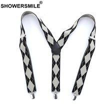 SHOWERSMILE-Tirantes para pantalones para hombre, tirantes formales de 110cm, 3 Clips, elásticos, ajustables, británicos 2024 - compra barato