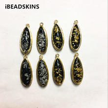New arrival! 30x12mm 50pcs/lot gold color Copper Material with Resin drop-shape charm for Jewelry handmade DIY 2024 - buy cheap