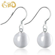 Summer Style Simple Round Opal Dangle Earrings Women Silver Color Fashion Earring Gifts 10mm Ball 2024 - buy cheap