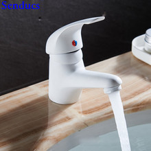 Senducs-grifo blanco para lavabo de baño, montado en cubierta, blanco frío y caliente, grifo de fregadero con latón de calidad, Mezclador de Baño 2024 - compra barato