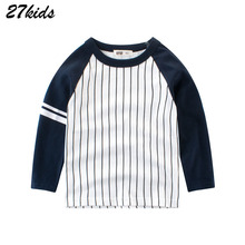 27Kids Autumn Boys Stripe Long Sleeve Cotton T Shirts Boys Clothes High Quality Children Printed Tees Kids T Shirts Boy Tops 2024 - buy cheap