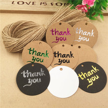 50Pcs 4cm Diameter Round Kraft Paper Tags Wedding Note +String DIY Price Hang Tag Black/Rose/Silver/Green Thank You Paper Card 2024 - buy cheap