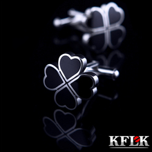 KFLK Jewelry French shirt cufflinks for mens Brand Black Clover Cuff links Wholesale Buttons Wedding High Quality guests 2024 - buy cheap