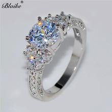 Blaike Luxury 925 Silver Jewelry Exquisite White Zircon Crystal Rings For Women Wedding Engagement Ring Valentine's Day Gifts 2024 - buy cheap