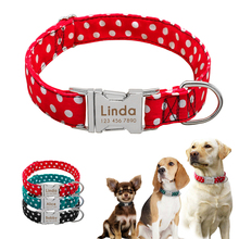 Personalized Nylon Puppy Dog Collar Adjustable Pet ID Tag Free Engraving Collars Tags For Small Medium Large Dogs Dot Pattern 2024 - buy cheap