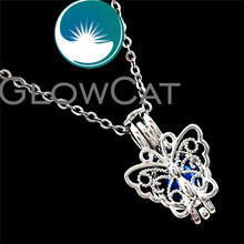 GLOWCAT R-K681 Cute Cartoon Butterfly Beads Cage Pendant Essential Oil Diffuser Aromatherapy Pearl Cage Locket Necklace 2024 - buy cheap