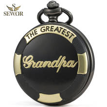 SEWOR Luxury Brand Mens 2019 Necklace Quartz Pocket Watch Reflective Color Dial Black & Golden Case Grandpa Memorial Watch C246 2024 - buy cheap
