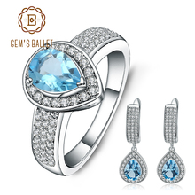 GEM'S BALLET Natural Blue Topaz Classic Wedding Jewelry Set 925 Sterling Silver Gemstone Earrings Ring Set For Women Gift 2024 - buy cheap