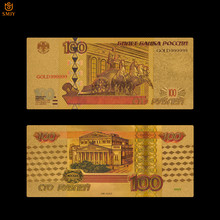 Colorful Russian Gold Foil Banknotes 100 Rubles In 24k Gold Plated Paper Money Collection For Gifts 2024 - buy cheap