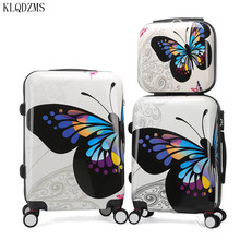 KLQDZMS New 20/24.28inch Cute beautiful butterfly rolling luggage spinner women carry on trolley suitcase retro travel bag wheel 2024 - buy cheap