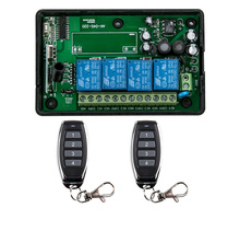 Interruptor de relé com controle remoto sem fio, 85v-250v, 4 canais, rf, sistema de segurança, portas elétricas de garagem, receptor 1 x, 2 transmissores