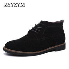 ZYYZYM Mens Boots Autumn Winter Boot Men Lace-Up Style Fashion Nubuck leather Plush Warm Man Chelsea Boots Zapatos De Hombre 2024 - buy cheap