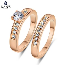 DAN'S ELEMENT Brand Copper Rose Gold Color Real Austrian Crystals Wedding Rings for Women Heathy Anti Allergies DER95702 2024 - buy cheap