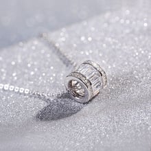 Collar de plata esterlina 925 para mujer, accesorio de marca de lujo, con circonita cilíndrica, para regalo, collares kolye S-N274 2024 - compra barato