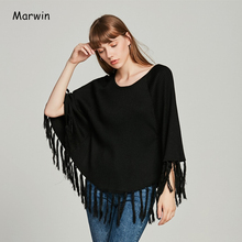 Marwin-suéteres informales con cuello redondo, jerseys sólidos con borla de manga de murciélago, suéter de lana de moda para otoño e invierno, novedad de 2019 2024 - compra barato