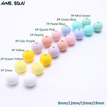 MHS.SUN Food grade silicone beads teething spring color round beads in baby chewable silicone jewelry accessories cute design 2024 - buy cheap