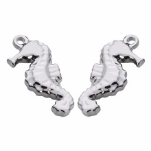 LOULEUR 10pcs/lot Stainless Steel Silver Color Ocean Seahorse Turtle Shell Starfish Fish Charm Pendants  for Diy Jewelry Making 2024 - buy cheap