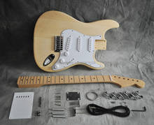 Kit guitarra elétrica diy estilo st, corpo em madeira, bordo, pescoço, dedo, traste de 21 fret 2024 - compre barato