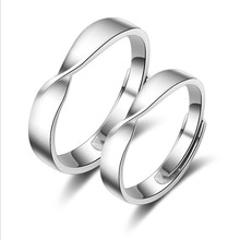 KOFSAC-Anillo de plata de primera ley para parejas, sortija ajustable, plata esterlina 925, Mobius Simple, compromiso, unisex 2024 - compra barato