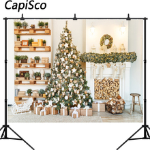 Capisco árvore de natal pano de fundo lareira foto fundo branco sala fotografia backdrops para piso madeira adereços 2024 - compre barato