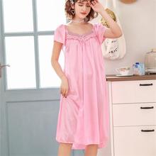 Free Shipping 2019 New Women Summer Candy Color Ice Silk Nightgown Female Large Size Short Sleeve sleepwear Homewear 2024 - buy cheap
