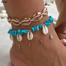 docona Boho Shell Colorful Crystal Anklet Set for Women Multilayer  Elastic Blue Stone Foot Chains Beach Jewelry Tobilleras 7073 2024 - buy cheap