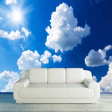 3D обои, современное голубое небо и белые облака, солнце, фотообои, гостиная, спальня, домашний декор, настенная живопись, обои 2024 - купить недорого
